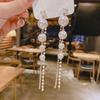 925 Sterling Silver Pearl Tassel Earrings - Elegant Retro Studs for Women