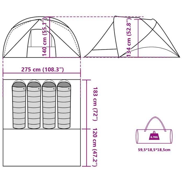 VidaXL 4-Person Cabin Camping Tent Grey Orange Waterproof, Tent, Camping Shelter, Garden Shelter, Tent of 94715