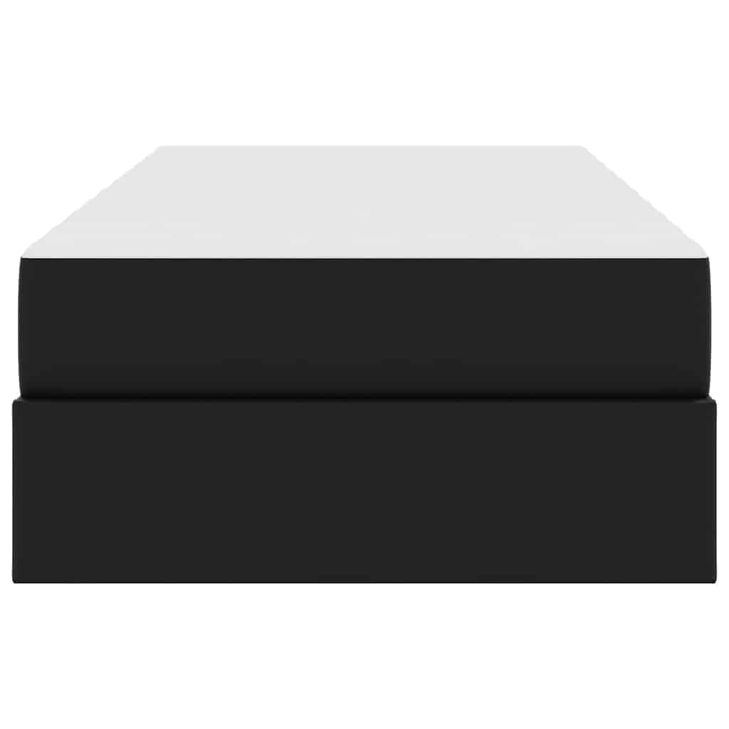 Storage Bed with Mattress 2 Pcs Black Leather