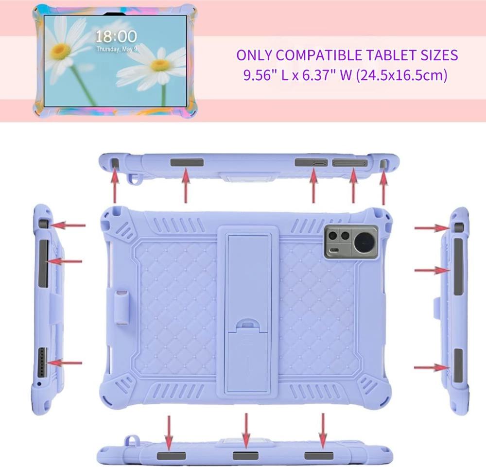 10.1 Universal Case Soft Silicone Tablet Funda for 10 10.1 Inch Android Tablet PC Shockproof Stand Cover Case L 9.57in W 6.42in