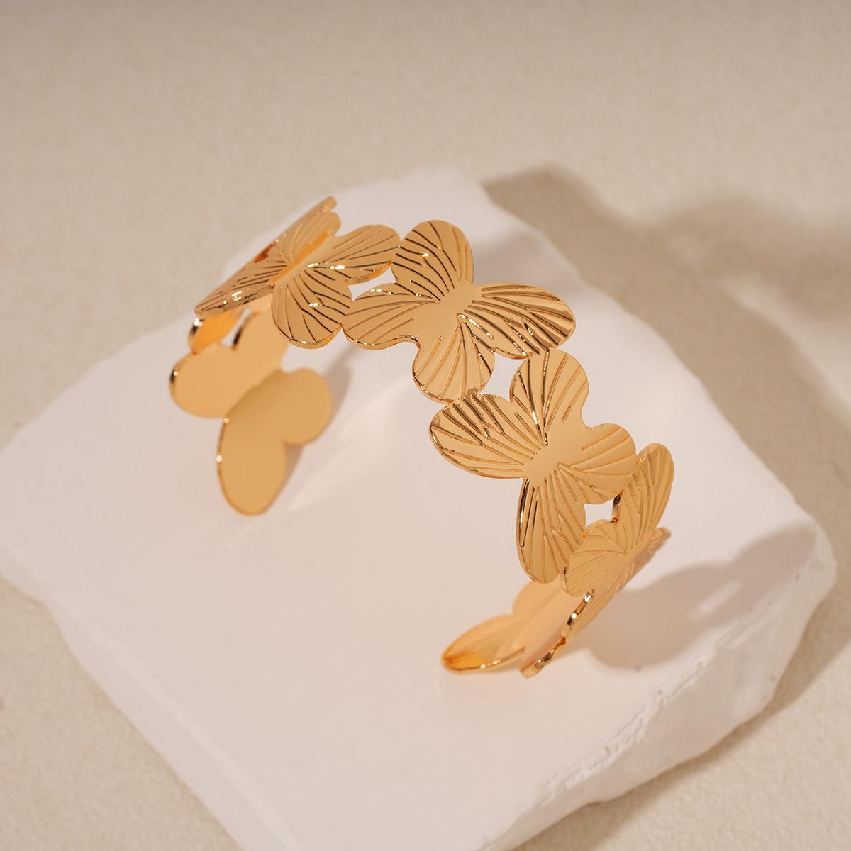 Европейский и американский геометрический металлический браслет-манжета с ракушкой и бабочкой: Женский роскошный модный браслет