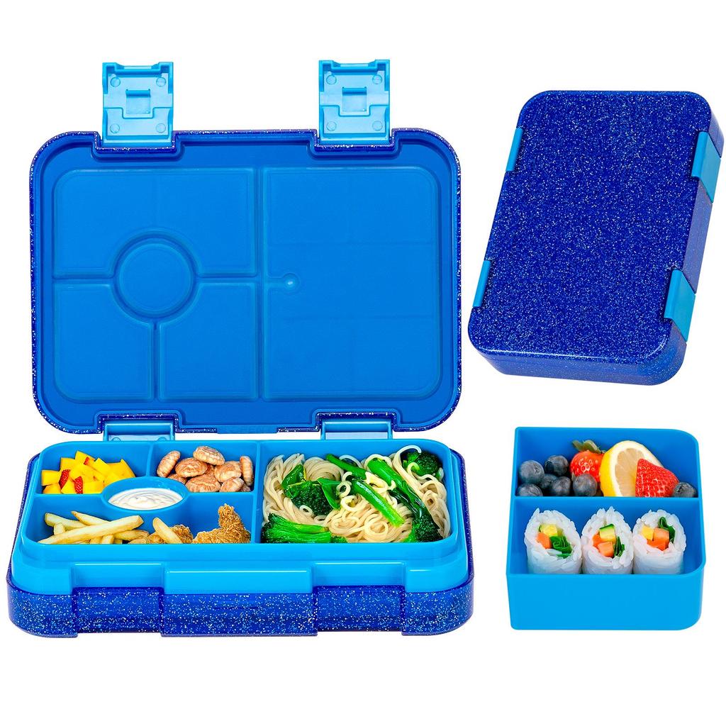 Kinder Glitzer Doppel-Schnallen Bento-Lunchbox - Tragbar, Mikrowellengeeignet, Großes Fassungsvermögen
