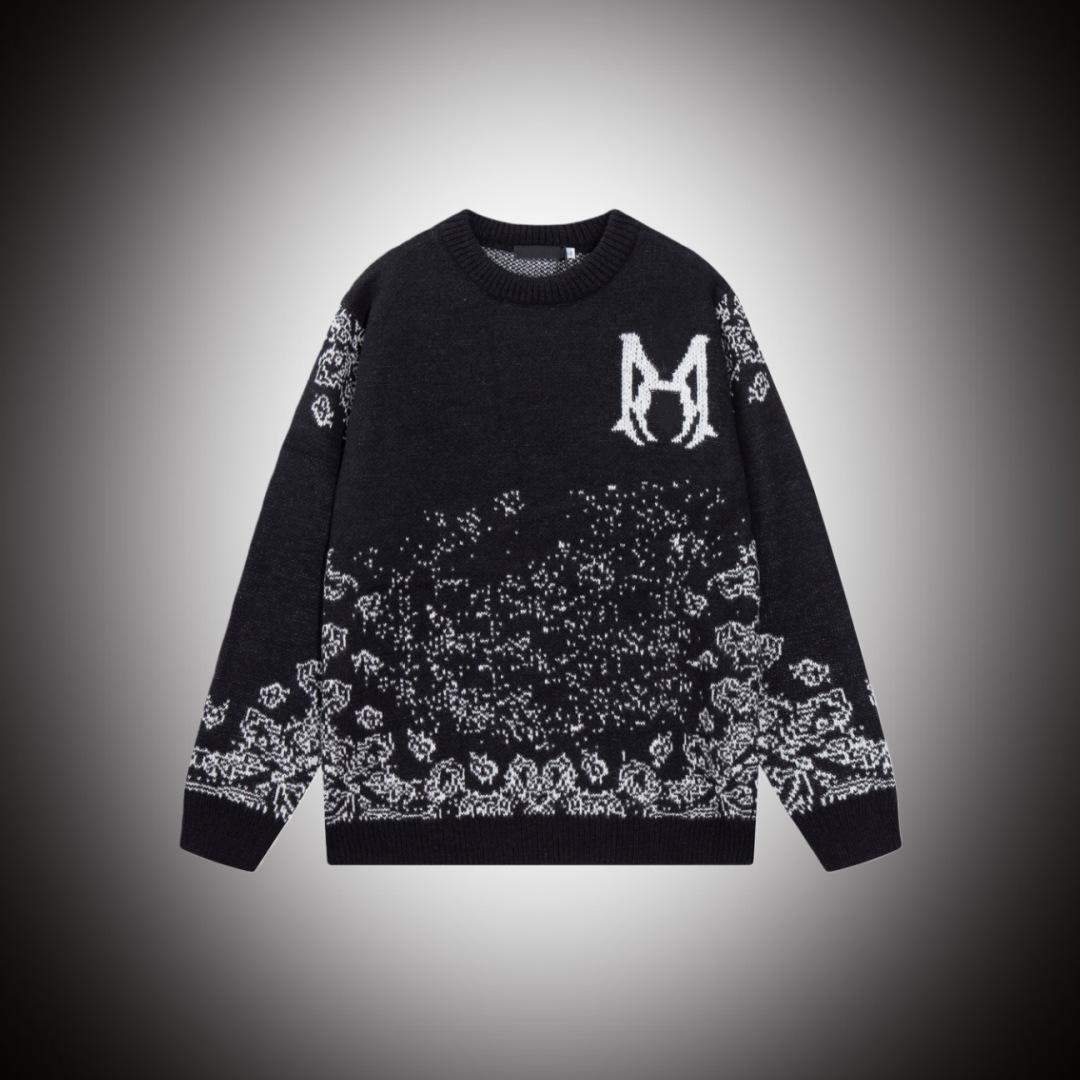Autumn Winter Unisex Sea Urchin Wool Sweater - Casual Round Neck Letter Jacquard Design XXL