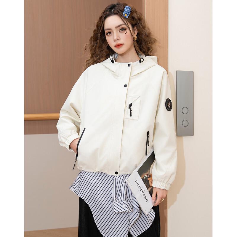 ET BOITE Women's Casual Hooded Cropped Jacket