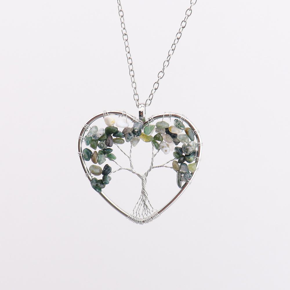 Collana Albero della Vita in Cristallo Sette Colori con Radice a Forma di Cuore N36