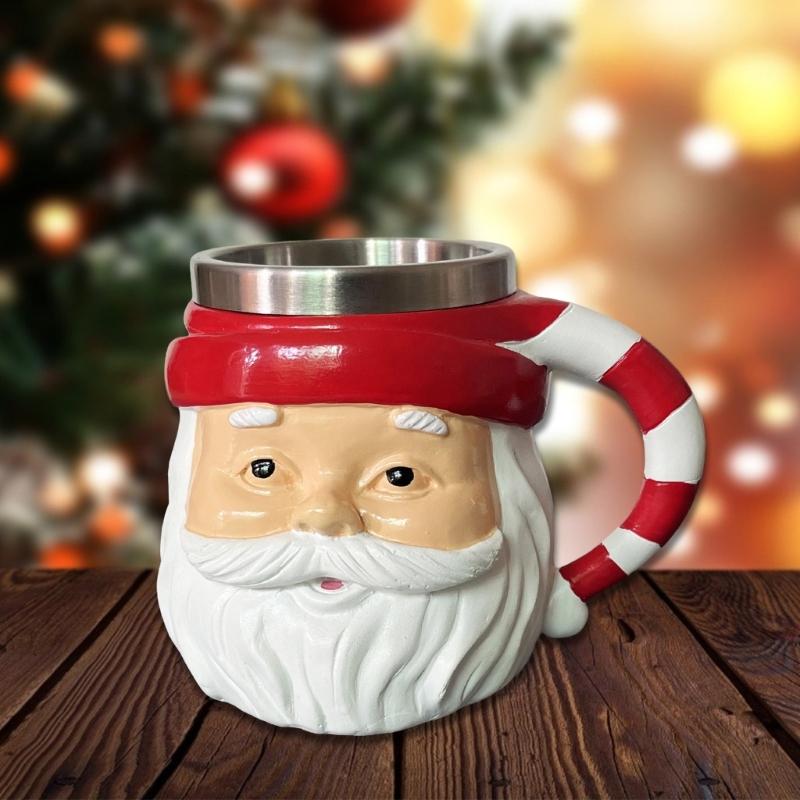Christmas Themed Beverage Cup Seasonal Resin Mugs Practical Christmas Santa Hot Beverage Cup for Coffee Milk