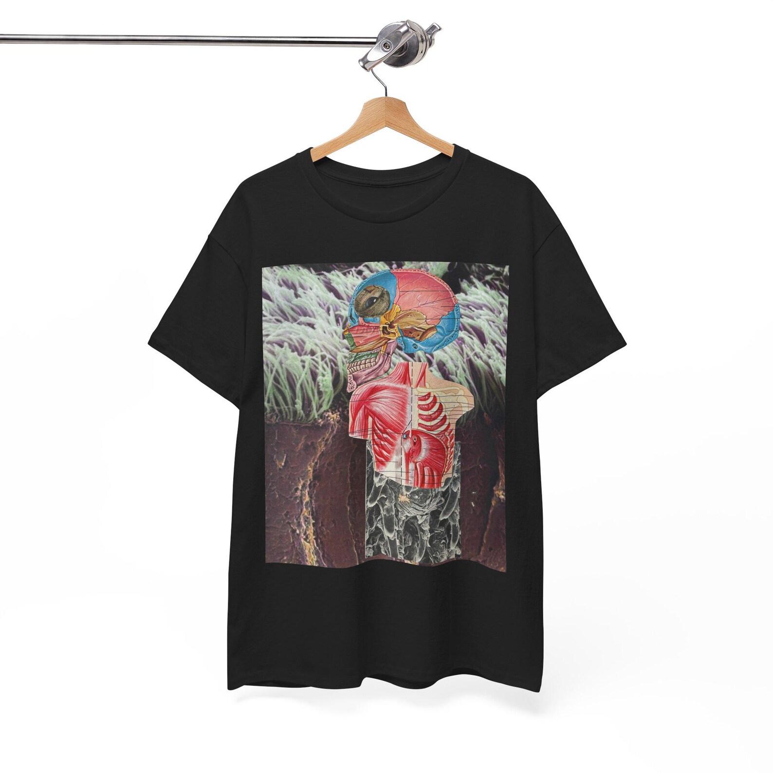 Anatomical Mind Collage T-Shirt | Surreal Skull Anatomy Art Tee | Psychedelic Science Graphic Shirt | Vintage Medical Collage M