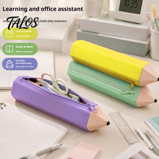 Durable Pencil Bag Students Silicone Case with Zipper, Waterproof Shaped Large Capacity Organizer Stationery Pouch, for Pens, Erasers, Rulers
