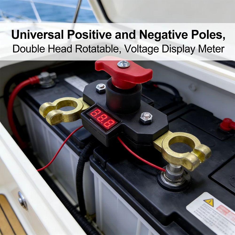 Digital Voltage Display Battery Kill Switch Dual-rotary Switch Power Disconnect Switch  24V Systems