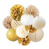 Rose Gold Paper Décor Set: Flower Stamped Lanterns & Honeycomb Balls for Parties