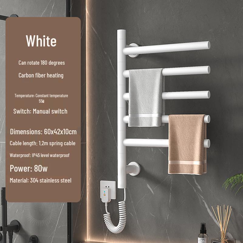 Stainless Steel Smart Electric Towel Rack with Rotatable Heating and Sterilization for Hotel Bathrooms