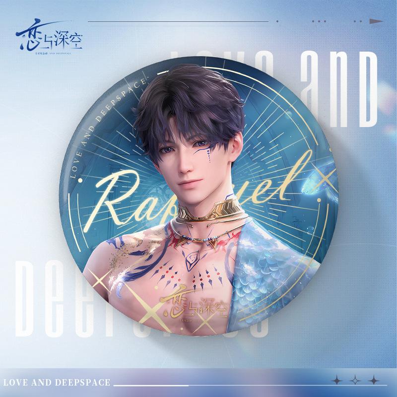 75MM Game Love and Deepspace Sylus Rafayel Zayne Xavier Caleb Round Tinplate Badge Emblem Brooch Backpack Decoration Fans Gift