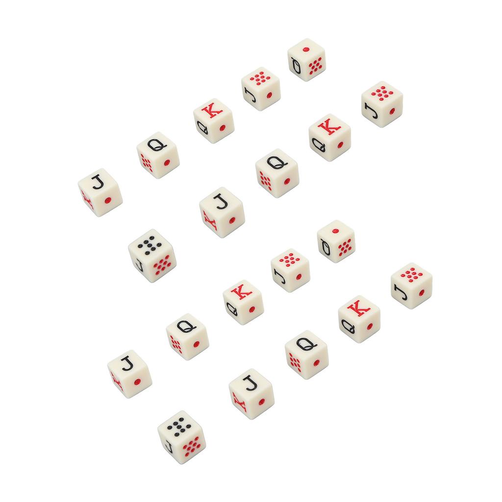 20Pcs Spanish Poker Dice 6 Sided Square JQK Dice Plastic Table Game Dice Set Yellow
