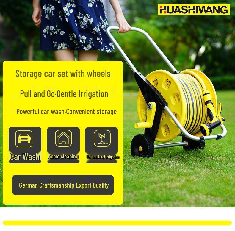 Multifunctional Garden Watering & Car Wash Hose with Storage Cart