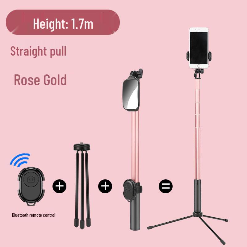 1.7m Aluminum Alloy Extendable Selfie Stick with Fill Light for Travel, Photography, Live Streaming & Tripod.