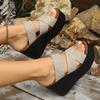 Cross Strap Wedge Heel Sandals for Women Summer 2025 Chunky Platform Slippers Woman Casual Thick Bottom Beach Sandalias