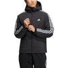 adidas Solid Striped Logo Print Hooded Zip Down Jacket Men Outerwear Black HN2123