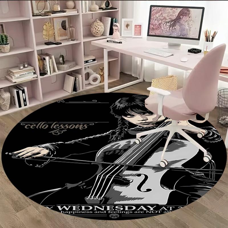 1pc Addams Family Wednesday3 Print Round Carpet Chair Round Carpet Suitable for Bedroom Living Room Home Decorative Carpet