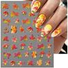 Geprägte Herbst-Nagelkunst-Sticker, 5D Thanksgiving-Tag Nagel-Aufkleber, Selbstklebende Ahornblätter für DIY Herbst-Nagelzubehör Dekoration(5 Blätter)