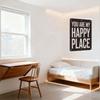 Vintage You Are My Happy Place Metal Tin Sign, Dark Brown/Black Background with Distressed White Text, Rustic Retro Wall Decor F