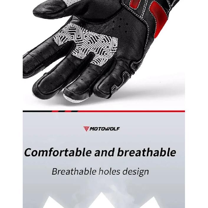 Motowolf Summer Motorcycle Glove Leather Sheepskin Motorcyclist Gloves Durable Biker Racing Gloves Moto Equipment for Men Women