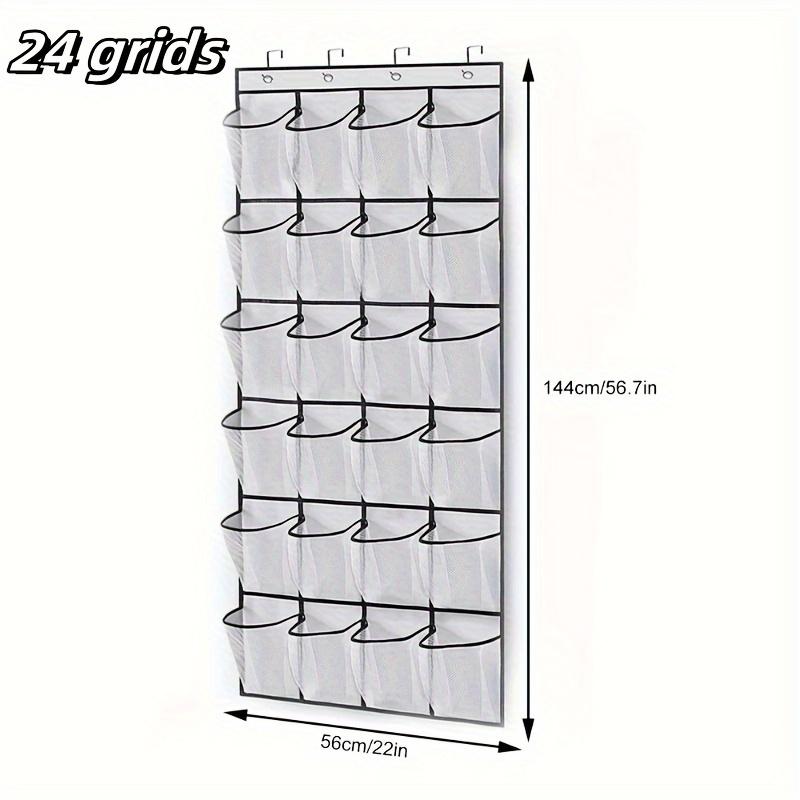 Clear Wall-Mounted Shoe Organizer 14/24 Pockets Transparent PVC Space Saving No Drill Hooks for Door Back Bathroom Closet