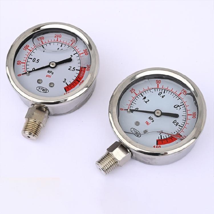 Radial Style Dials Pressure Gauge 0-0.1Mpa/3.0Mpa Ranges 304 Stainless Steel Case Copper Movement For Mechanical Systems