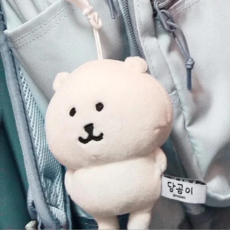 cute Self Mocking Bear Plush Keychain Cute Hanging Ornament Kawaii Cartoon Doll For Bags Backpack Car Keys Funny Gift Idea