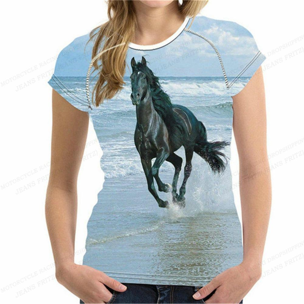 Animal Printed Clothes for Summer, 3D Printed Girls' Short Sleeved Tops, Women's T-shirts, and T-shirts