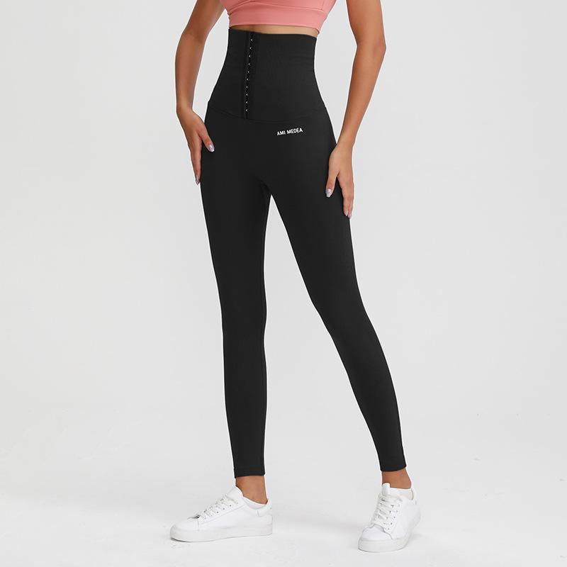 

Женские леггинсы для фитнеса Yoga Lian с высокой талией, утягивающие, с пряжкой на талии и эффектом лифтинга бедер XL чёрный