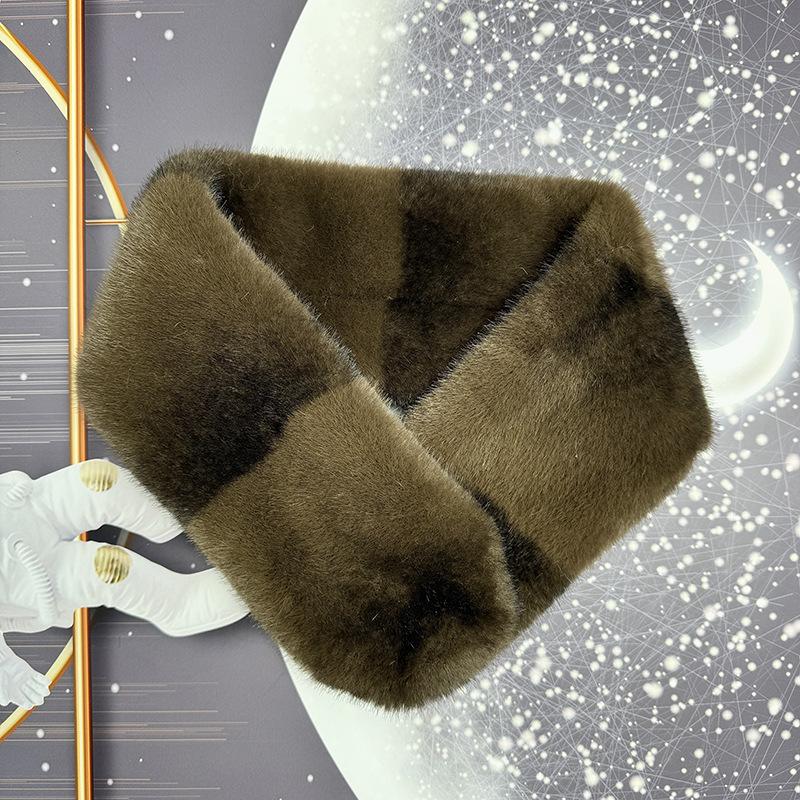 Korean Style Plush Velvet-Grade Imitation Mink Fur Snood with Magnetic Buckle