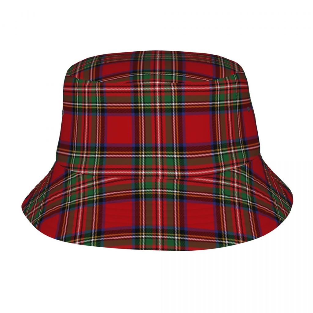 Strand Tartan Clan Stewart Rutete Svart Rød Rute Bøttehatt Stil Unisex Solhatt Panama Hatt Sammenleggbar Fiske Fiskerhatt