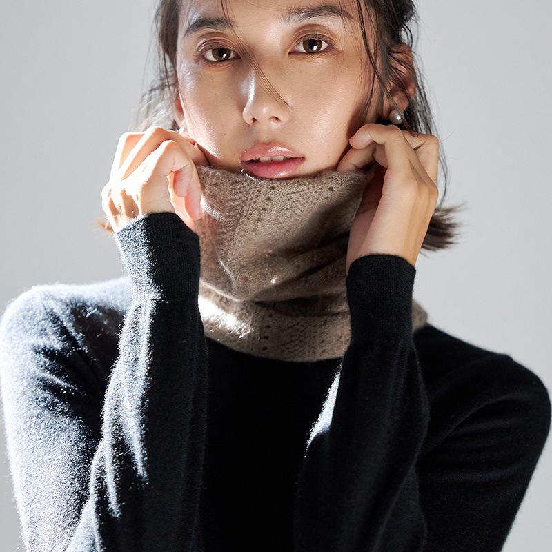 Women's 100% Pure Cashmere Knitted Neck Warmer Scarf - Autumn/Winter Hollow Fashion Style.
