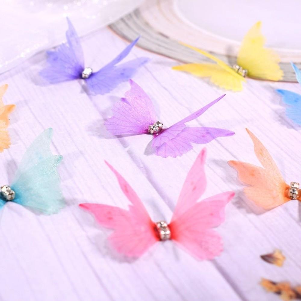 50Pcs Colorful Chiffon Butterfly Embroidered Patches Clothes Sewing Patch Bridal Hair Accessories