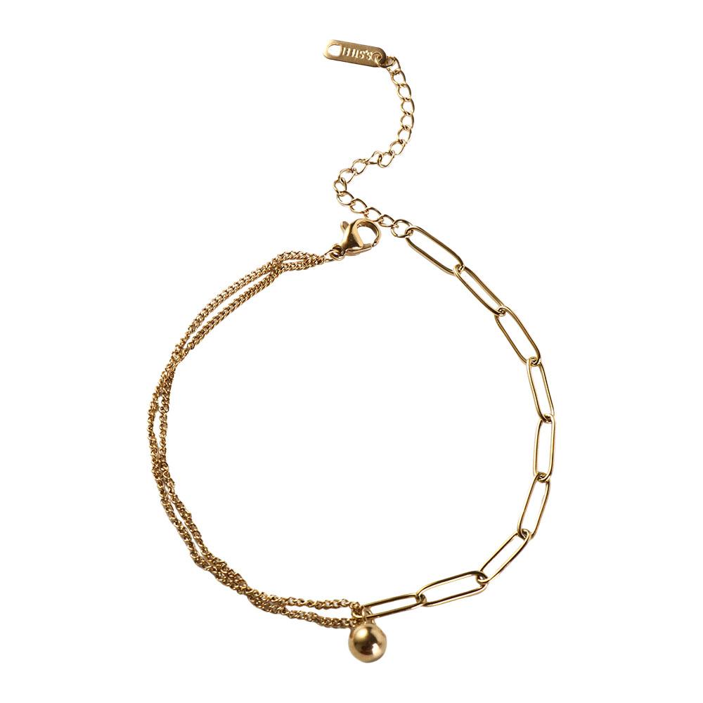 Unique Titanium Steel Double-Layered Trending Anklet Bead Bohemian Hypoallergenic Foot Chains Women