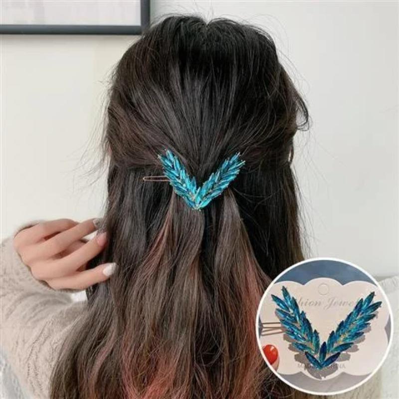 Luxus Glänzende Kristall Haar Clip Für Frauen Koreanische V Form Schnalle Haarnadeln Mädchen Haar Zubehör Kopfbedeckungen Mode Ornamente Geschenk