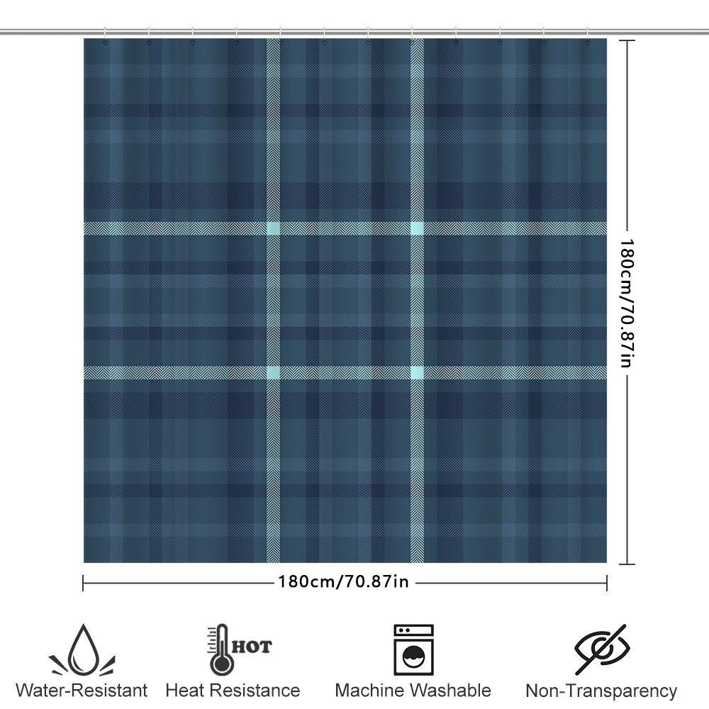 Plaid Shower Curtain, Modern Bath Decor, Waterproof Fabric, Red Checkered Design For Bathroom Decoration 72X84 Inch Size (5Pcs S