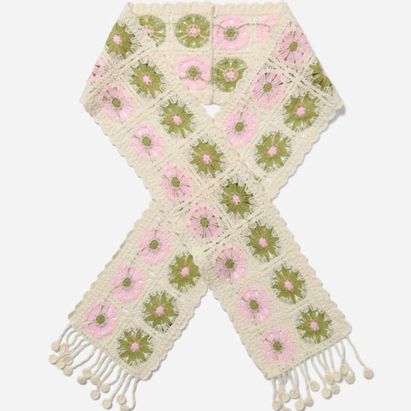 Thursday Island [KiiiKiii] Flower Knit Muffler_T256MSF141W