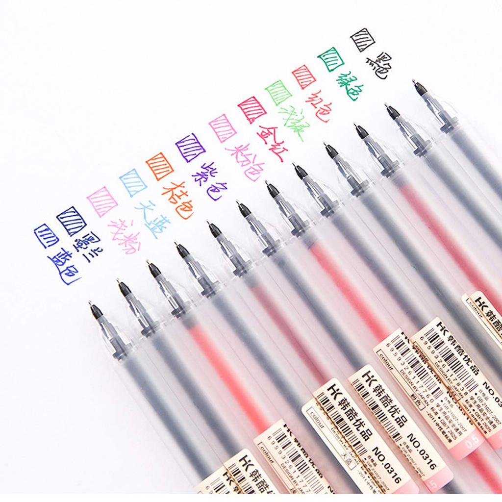 Sencoo Premium Gel Ink Fine Ballpoint Japanese Student Stationery Gift Pens for Kids 12-Pack Pens, Point, Pen, 0.5mm, Office, School, Supplies,