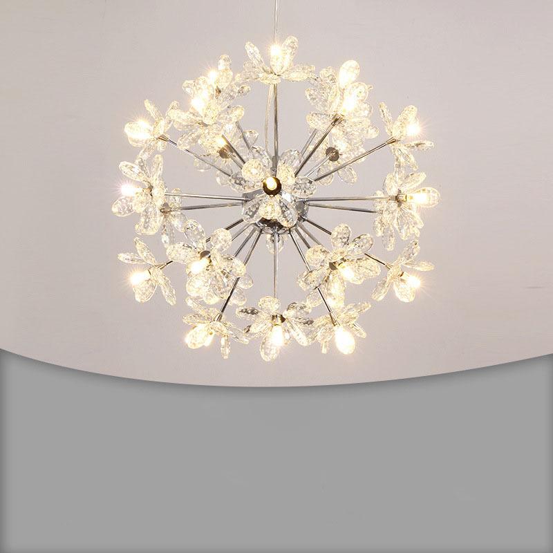 Modern Luxury Crystal Chandelier Dandelion Round Ball Pendant Ceiling Lamp for Dining Living Room Hanging Light New