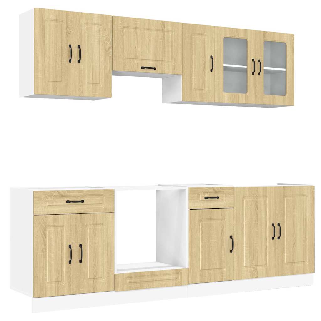 Kitchen Cabinet Set, Kalmar, 8-Piece, Sonoma Oak