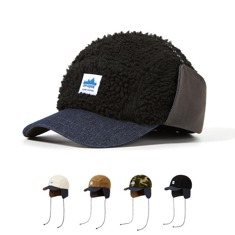 Women's Autumn and Winter New Outdoor Trendy Brand Camouflage Splicing Cap Thermal Ear Protection Flying Cap Men