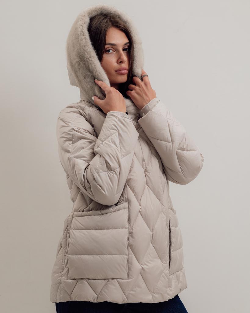 Women's Jacket with Fur BatterFlei 2422 42 Milky