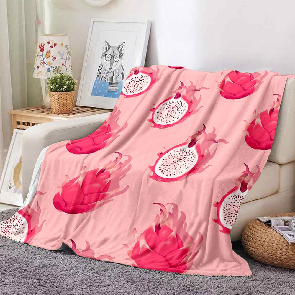 1pc Dragon Fruit Pattern Print Blanket   Lightweight Flannel Throw Blanket For Sofa, Bed, Living Room, Office, Outdoor Travel, Camping