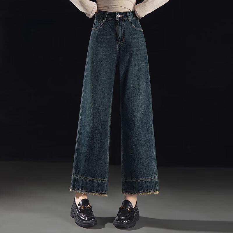 

Women s Retro Washed High-Waist Loose Straight-Leg Jeans M