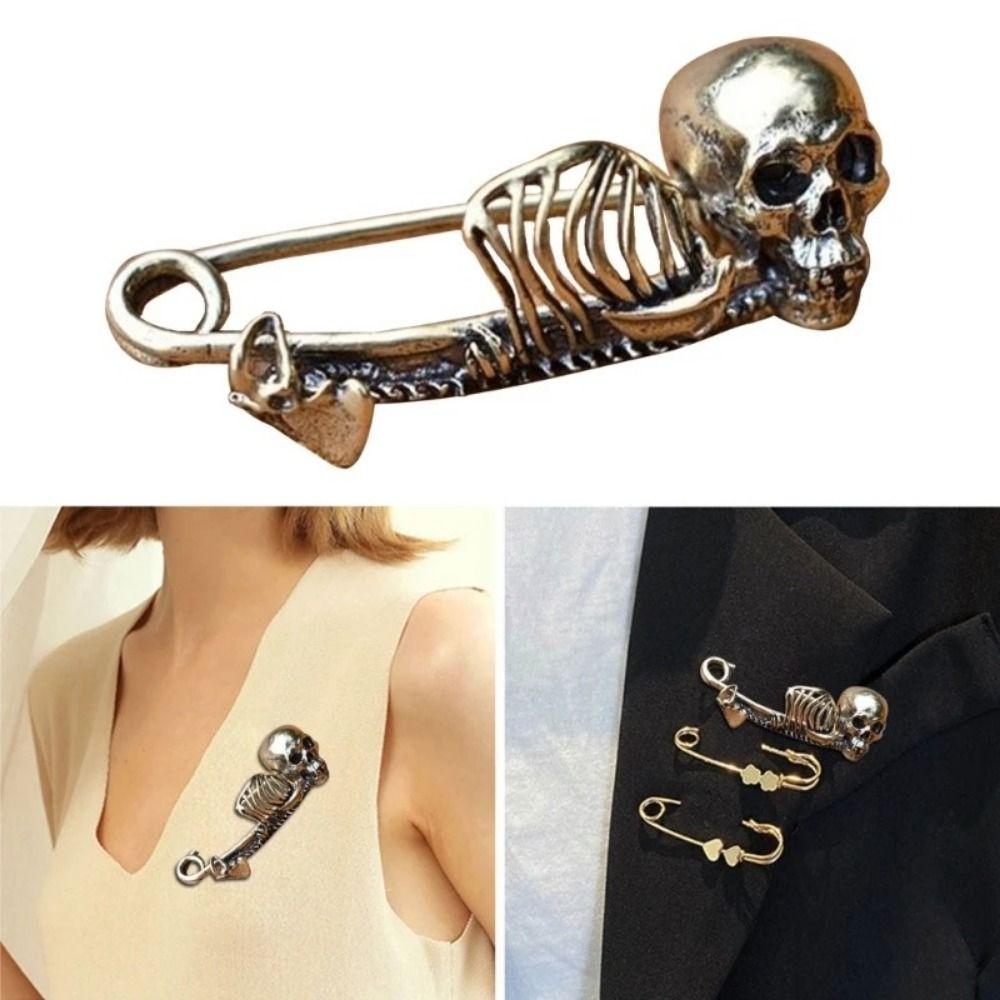 Vintage Retro Skull Pin Punk Style Gothic Skull Badge Lapel Pin  Unique Gift