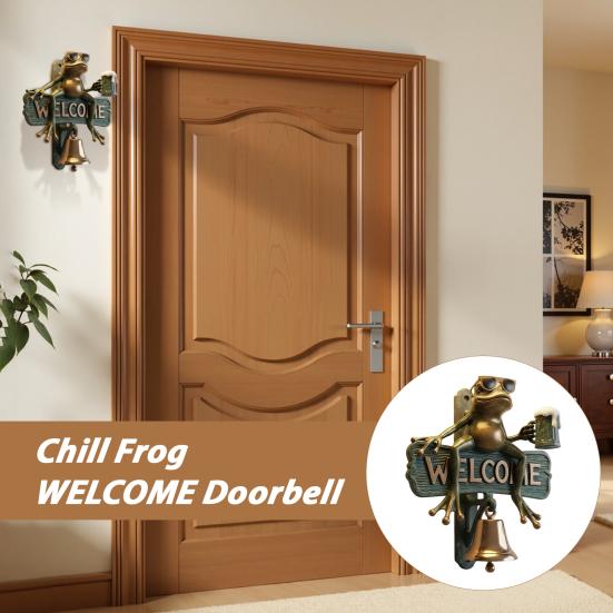 Beer Drinking Frog Welcome Doorbell Sitting Sunglasses Frog Door Bell Home Office Entrance Decorative Bell Animal Lovers Gift