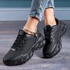 Sneakers Women Shoes Breathable Casual Flat Lace Up Black Chunky Sneakers Non-slip Walking Platform Shoes