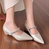 Fashion Fashionable and Elegant Inside Heightened Single Shoes Autumn New Pointed Toe  Rhinestone Soft Sole Wear-resistant Flats