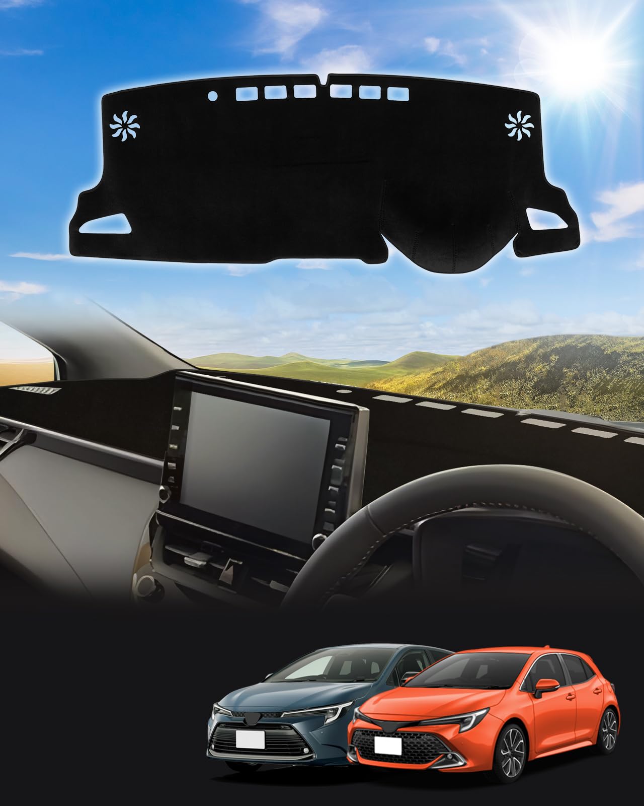 

Коврик на панель приборов Cartist для New Corolla Touring и Corolla Sport Серии 210 Автомобильный чехол на приборную панель Уменьшает отражения на Предотвращает Специально для Corolla 210 чёрный